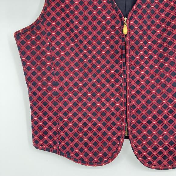 Liz Claiborne Zip Up Vest Gold Zipper Sz 10 Dark Academia Lined Deep Red Y2K - Picture 7 of 16